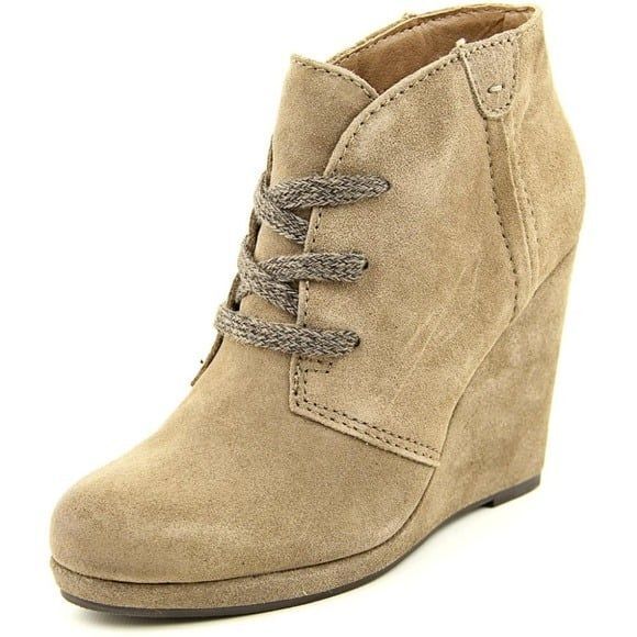 DV Dolce Vita Gael Tan Suede Lace Up Wedge Heel Ankle Boot Bootie - Picture 4 of 8